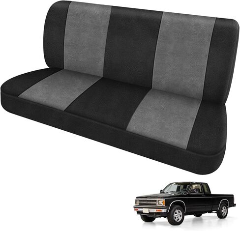 Seat Cover Compatible with 1982-1991 Chevy S10 Solid Bench Without Headrest, Dutch Velvet, Black and Charcoal in Kuwait