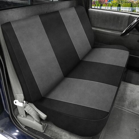 Seat Cover Compatible with 1982-1991 Chevy S10 Solid Bench Without Headrest, Dutch Velvet, Black and Charcoal in Kuwait