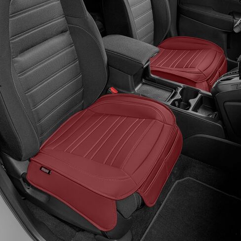 Motor Trend Seat Covers for Cars Trucks SUV, Faux Leather 2-Pack Burgundy Padded Car Seat Covers with Storage Pockets, Premium Interior Car Seat Cover in Saudi Arabia