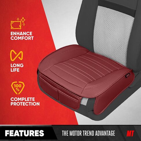 Motor Trend Seat Covers for Cars Trucks SUV, Faux Leather 2-Pack Burgundy Padded Car Seat Covers with Storage Pockets, Premium Interior Car Seat Cover in Saudi Arabia