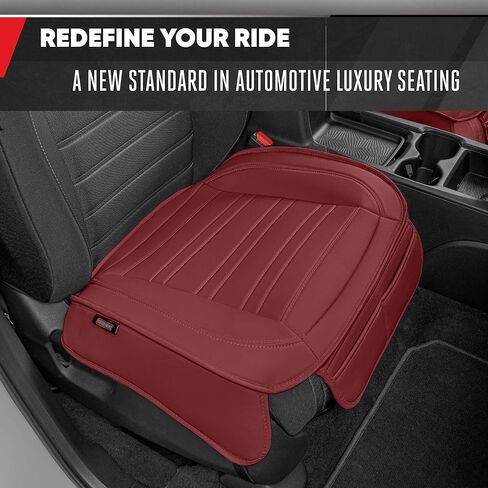 Motor Trend Seat Covers for Cars Trucks SUV, Faux Leather 2-Pack Burgundy Padded Car Seat Covers with Storage Pockets, Premium Interior Car Seat Cover in Saudi Arabia