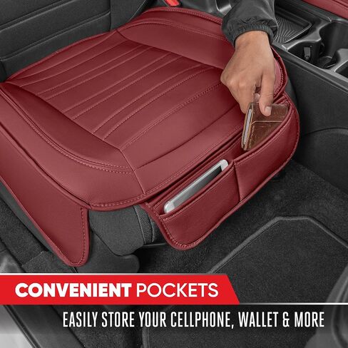Motor Trend Seat Covers for Cars Trucks SUV, Faux Leather 2-Pack Burgundy Padded Car Seat Covers with Storage Pockets, Premium Interior Car Seat Cover in Saudi Arabia
