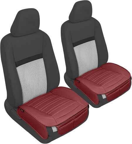Motor Trend Seat Covers for Cars Trucks SUV, Faux Leather 2-Pack Burgundy Padded Car Seat Covers with Storage Pockets, Premium Interior Car Seat Cover in Saudi Arabia