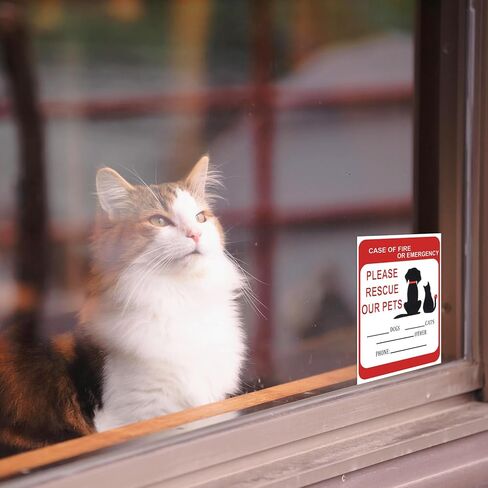 6 PCS Pet Alert Safety Fire Rescue Sticker, Pet Fire Rescue Sticker for Window and Car, in Case of Fires or Emergency Please Rescues Our Pets Stickers, 5x4 Inch in Kuwait
