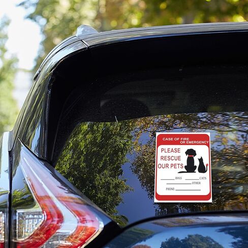 6 PCS Pet Alert Safety Fire Rescue Sticker, Pet Fire Rescue Sticker for Window and Car, in Case of Fires or Emergency Please Rescues Our Pets Stickers, 5x4 Inch in Kuwait