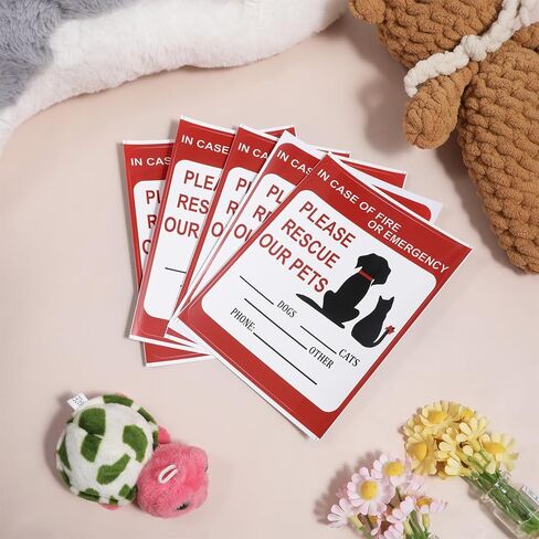 6 PCS Pet Alert Safety Fire Rescue Sticker, Pet Fire Rescue Sticker for Window and Car, in Case of Fires or Emergency Please Rescues Our Pets Stickers, 5x4 Inch in Kuwait