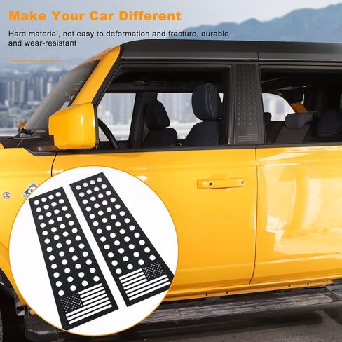 for Bronco B Pillar Post Panel Cover, American Flag Rear Door Window Decal Trim Compatible with Ford Bronco Accessories 4-Door 2021-2025 (Not for Bronco Sport) in Saudi Arabia