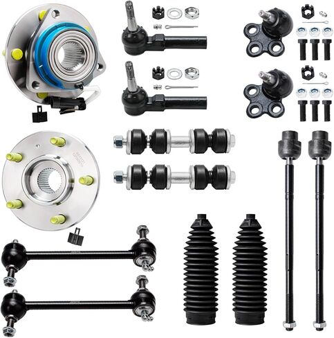 ديترويت المحور - طقم تعليق FWD 14 قطعة لسيارة Chevy Impala Monte Carlo Pontiac Grand Prix Buick LaCrosse Regal Century، محاور محمل العجلات، قضبان ربط، مفاصل كروية، استبدال أحذية قضبان التأرجح الأمامية والخلفية in Kuwait