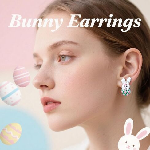 Easter Earrings for Women Cute Bunny Earrings Colorful EasterEgg Dangle Earring Spring Earring EasterHoliday Jewelry Easter Basket Stuffers Gift for Women in Saudi Arabia
