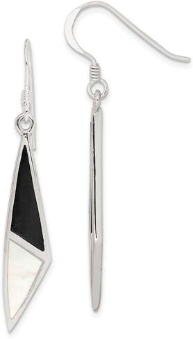 925 Sterling Silver Onyx & Mother of Pearl Earrings in Kuwait