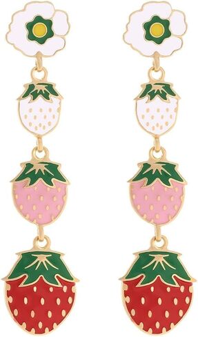 Cute Strawberry Earrings for Women Sweet Red Strawberry Dangle Earring Strawberrys Drop Earring Fruit Earrings Jewelry in Kuwait