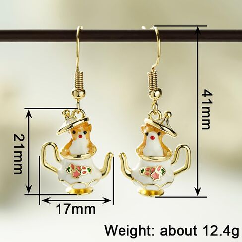Cute Teapot and Squirrel Design Drop Earrings for Women Fancy Enamel Jewelry in Saudi Arabia