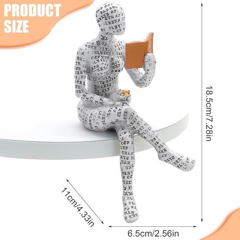 Reading Women Figurine, Thinker Statue Modern Art Sculpture Resin Abstract Collectible Figurines for Console Table Bookshelf Shelf Office Coffee Table Home Decoration (Seated Position) in Kuwait