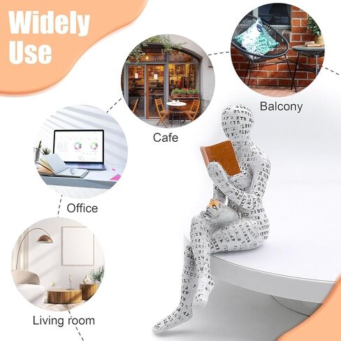 Reading Women Figurine, Thinker Statue Modern Art Sculpture Resin Abstract Collectible Figurines for Console Table Bookshelf Shelf Office Coffee Table Home Decoration (Seated Position) in Kuwait