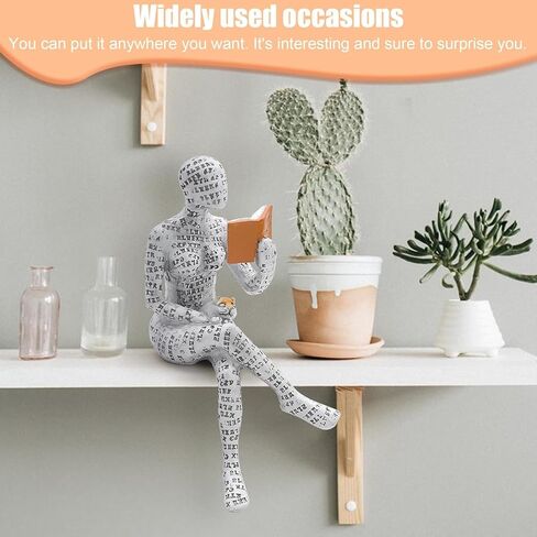 Reading Women Figurine, Thinker Statue Modern Art Sculpture Resin Abstract Collectible Figurines for Console Table Bookshelf Shelf Office Coffee Table Home Decoration (Seated Position) in Kuwait