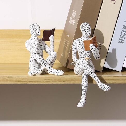 Reading Women Figurine, Thinker Statue Modern Art Sculpture Resin Abstract Collectible Figurines for Console Table Bookshelf Shelf Office Coffee Table Home Decoration (Seated Position) in Kuwait