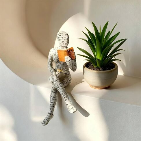 Reading Women Figurine, Thinker Statue Modern Art Sculpture Resin Abstract Collectible Figurines for Console Table Bookshelf Shelf Office Coffee Table Home Decoration (Seated Position) in Kuwait
