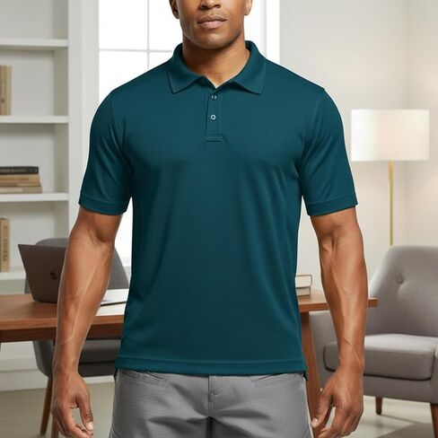 Men's Quick Dry Polo Shirt Short Sleeve Performance Tactical Pique Jersey Golf Shirt for Outdoor Hiking in Saudi Arabia