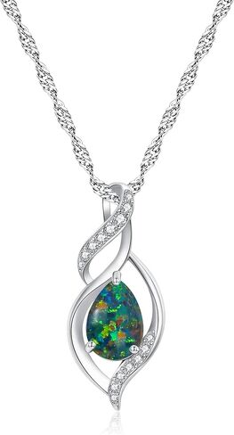 CiNily Opal Necklace for Women Teen, Silver Plated Dainty Pendant Necklace Gemstone Necklaces Opal Jewelry Gifts in Saudi Arabia