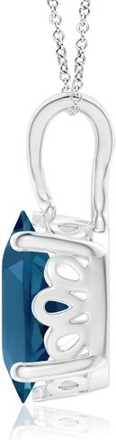 Angara Natural London Blue Topaz Solitaire Pendant for Women | Vintage in 14K Solid Gold/Platinum With 18" Chain | December Birthday, Gemstone Jewelry Gift in Saudi Arabia