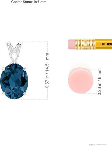 Angara Natural London Blue Topaz Solitaire Pendant for Women | Vintage in 14K Solid Gold/Platinum With 18" Chain | December Birthday, Gemstone Jewelry Gift in Saudi Arabia