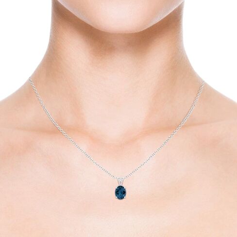 Angara Natural London Blue Topaz Solitaire Pendant for Women | Vintage in 14K Solid Gold/Platinum With 18" Chain | December Birthday, Gemstone Jewelry Gift in Saudi Arabia