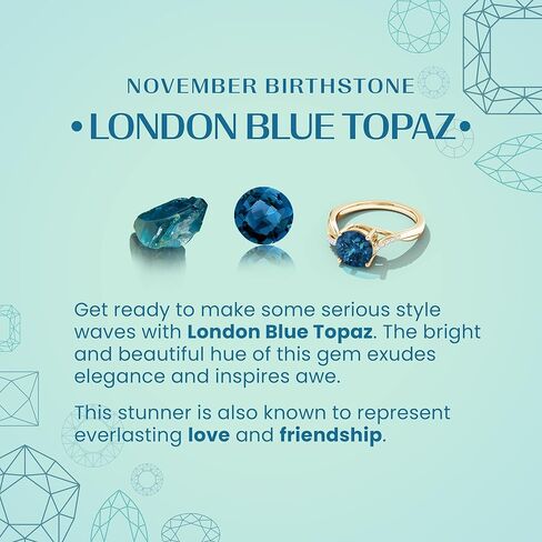 Angara Natural London Blue Topaz Solitaire Pendant for Women | Vintage in 14K Solid Gold/Platinum With 18" Chain | December Birthday, Gemstone Jewelry Gift in Saudi Arabia