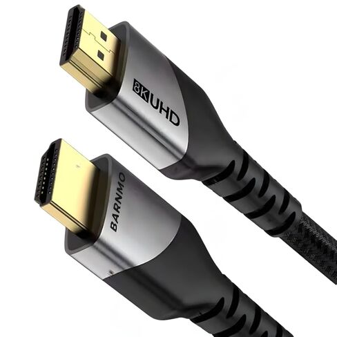 HDMI 8K 2.1 Certified Ultra High Speed Cable, 48 Gbps, 1 m/3.3 ft. by BARNMO Support PS5/XBox, 4K UHD TV/Blu-ray player Dolby Vision, Dolby Atmos/DTS:X soundbar in Saudi Arabia
