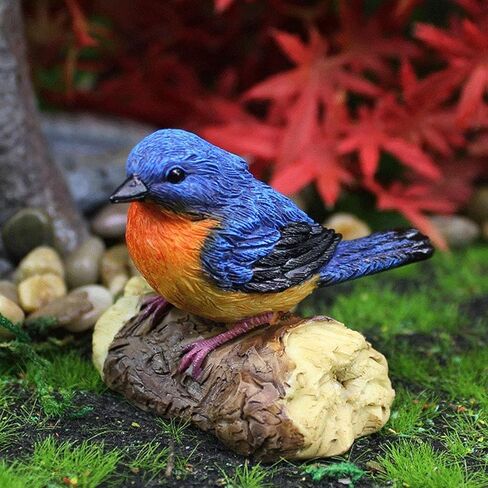 Bird Statue Resin Bird Figurines Animal Ornament for Home Office Wedding Party Table Decoration - Blue in Saudi Arabia