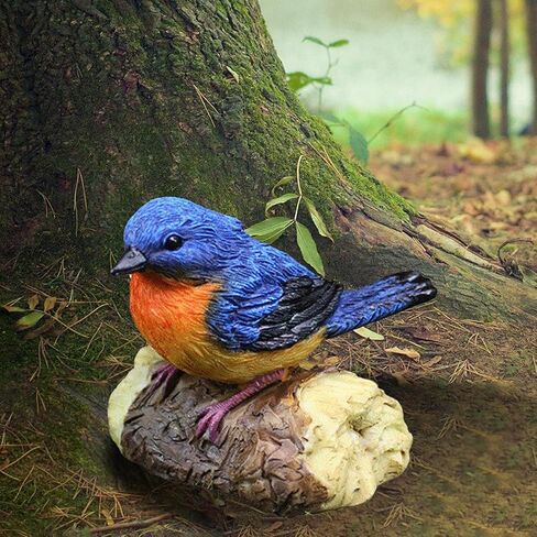 Bird Statue Resin Bird Figurines Animal Ornament for Home Office Wedding Party Table Decoration - Blue in Saudi Arabia
