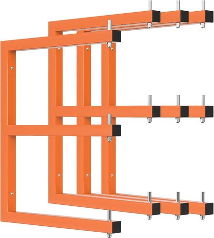 حامل حائط من الخشب، رفوف تخزين خشبية شديدة التحمل، نظام 3 مستويات، سعة 380 رطل، برتقالي، عبوتان in Kuwait