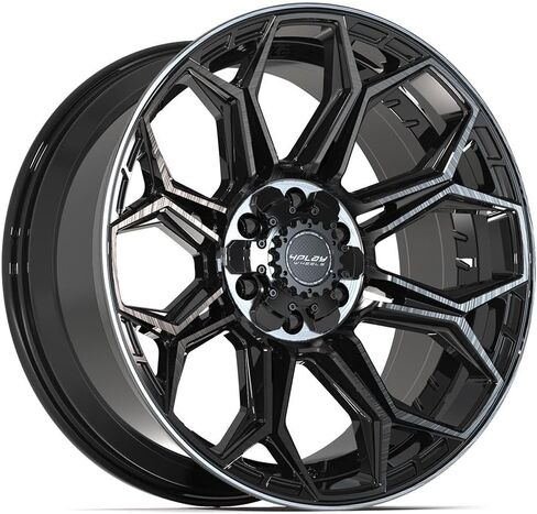 4PLAY Wheels 4P83 20 Inch Rims and Tires Fit 6x135 & 6x139.7 20x9 Gloss Black Brushed with Tinted Clear - TerraMax RT 275/55-20 (Set of 4) in Kuwait