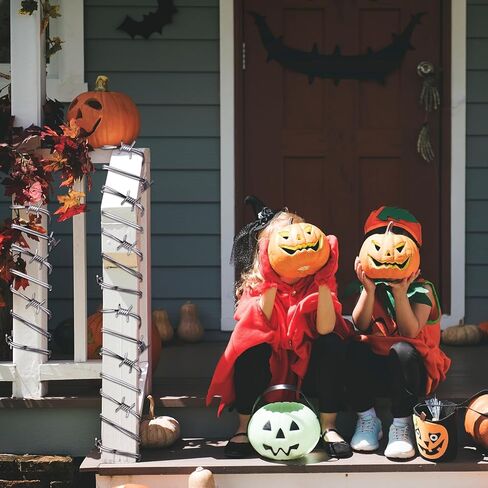 49 Foot Silver Fake Rusted Barbed Wire Decoration 6 Pcs Halloween Plastic Barb Wire Decoration Prop Western Decor Rusty Western Party Decorations Cowboy Decor for Cowboy Western Party Decor in Kuwait