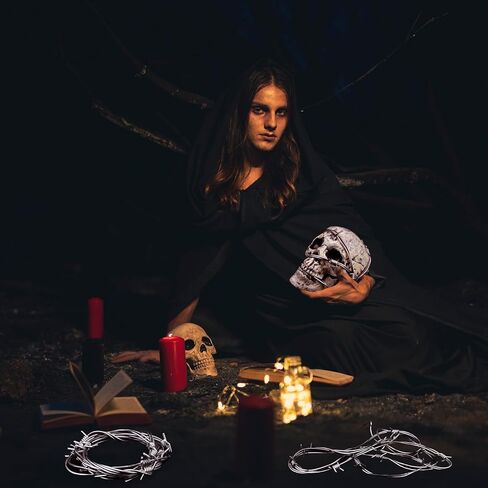 49 Foot Silver Fake Rusted Barbed Wire Decoration 6 Pcs Halloween Plastic Barb Wire Decoration Prop Western Decor Rusty Western Party Decorations Cowboy Decor for Cowboy Western Party Decor in Kuwait