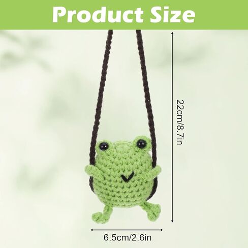 إكسسوارات السيارات على شكل ضفدع متأرجح، إكسسوارات معلقة على شكل ضفدع كروشيه لطيف على مرآة السيارة، مصنوعة يدويًا، مرآة الرؤية الخلفية، ديكورات جمالية للسيارات، زينة معلقة للنساء، مرآة الرؤية الخلفية، المنزل والمكتب in Kuwait