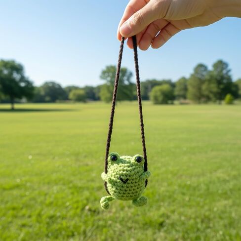 إكسسوارات السيارات على شكل ضفدع متأرجح، إكسسوارات معلقة على شكل ضفدع كروشيه لطيف على مرآة السيارة، مصنوعة يدويًا، مرآة الرؤية الخلفية، ديكورات جمالية للسيارات، زينة معلقة للنساء، مرآة الرؤية الخلفية، المنزل والمكتب in Kuwait