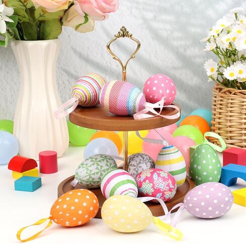 12 Pcs Colorful Easter Eggs Foam Hanging Tree Ornaments Easter Egg Bulk for Home Hunt Party Favors Decorations Supplies in Kuwait