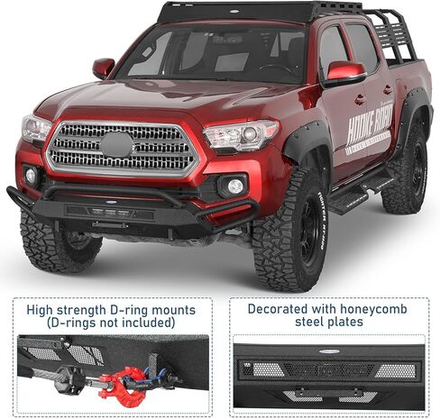 Hooke Road Tacoma Stubby Front Bumper with 3×9W LED Spotlights for 2016-2023 Toyota Tacoma 3rd Gen, Tube Offroad Bumper Bull Bar with D-ring Mounts & Low-profile Grille Guard in Saudi Arabia