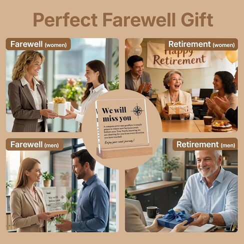 Coworker Leaving Gifts for Women Men, Farewell Going Away Goodbye Gifts for Boss, We Will Miss You Compass Plaque, Retirement Gift for Woman (MissYou, 4'' x 4'') in Kuwait