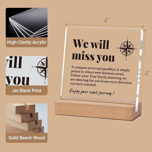 Coworker Leaving Gifts for Women Men, Farewell Going Away Goodbye Gifts for Boss, We Will Miss You Compass Plaque, Retirement Gift for Woman (MissYou, 4'' x 4'') in Kuwait