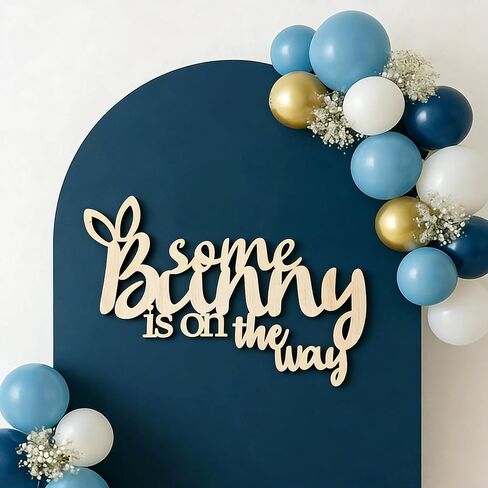 Wooden Some Bunny is on The Way Sign for Backdrop, Laser Cutting Baby Shower Decor for Bunny Theme Party Spring Baptism Easter Gender Reveal Nursery Decor in Kuwait