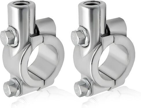 2PCS Motorcycle Handlebar Mirror Mount Holder, 8mm 7/8" Handlebar Clamp Rearview Side Mirror Adapter, Aluminum Motorcycle Mirror Mount Clamp for ATV Street Bike Scooter (Black, 8mm) in Kuwait