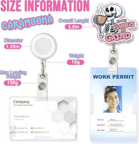 All of My Flabbers are Gasted Badge Reel 1.6 Inches Funny Skeleton, Coffee Lover, Meme Joke Humor, ID Card Holders, Retractable Alligator/Belt Clip, Acrylic Material, Badge Holders Accessories DIY in Saudi Arabia