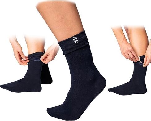 جوارب محفظة - جوارب طاقم مكافحة النشال للنساء والرجال مع جيب السوستة المخفية ، جوارب القطن المثالية للسفر ، الجري ، الترفيه ، مع تقنية RFID للضروريات الصغيرة in Kuwait