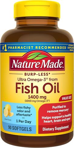 Burp-Less Fish Oil 1200 mg, 200 Softgels, Fish Oil Omega 3 Supplement For Heart Health in Kuwait