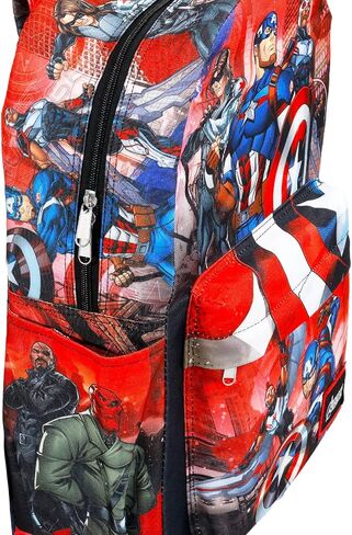 حقيبة ظهر Marvel Captain America للأطفال - حزمة مع حقيبة ظهر مقاس 17 بوصة تتميز بجندي الشتاء وملصقات Falcon Plus والمزيد | حقيبة مدرسية Captain America للأولاد in Saudi Arabia