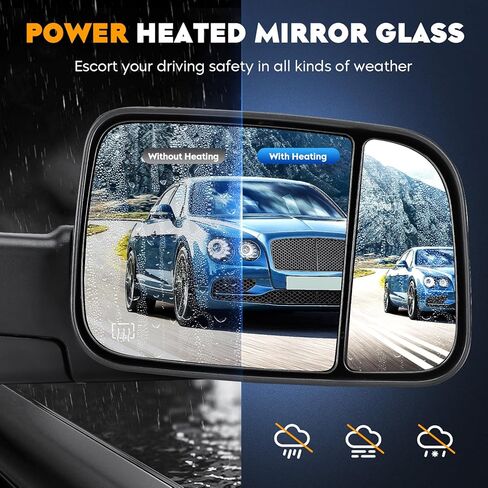 Towing Mirrors for Dodge Ram 1500 2009-2017, 2500 3500 2011-17 Power Heated with Manual Folding Fliping Up (1 Pair) in Saudi Arabia