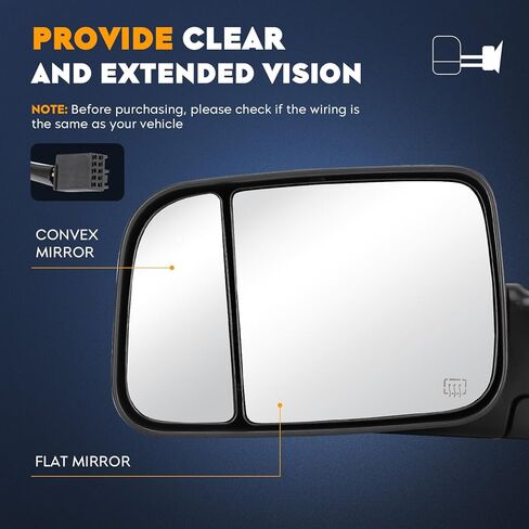 Towing Mirrors for Dodge Ram 1500 2009-2017, 2500 3500 2011-17 Power Heated with Manual Folding Fliping Up (1 Pair) in Saudi Arabia