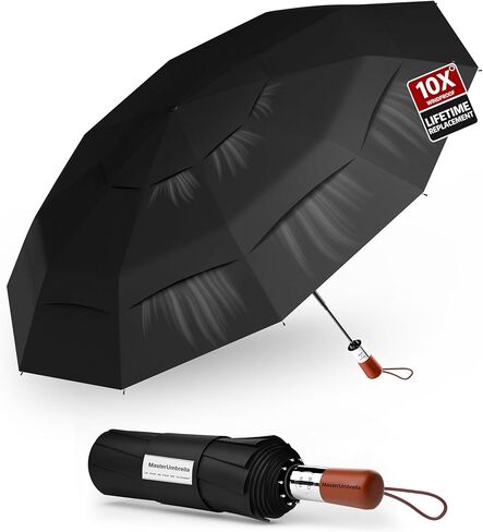 Golf Umbrella Windproof - Triple Canopy Umbrellas for Rain Windproof, Automatic Open & Close Compact Umbrellas - Portable Umbrellas for BackPack Car with 10 Strong Reinforced Fiberglass Ribs in Saudi Arabia