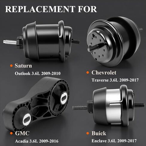 Engine Motor Mount & Trans Mount Replacement for Saturn Outlook 3.6L 2009 2010, Acadia 3.6L 2009 2010 2011 2012 2013 2014 2015 2016, Engine Mount Set of 4 Replaces OE# 3141 A5444 3208 A5548HY 3209 in Kuwait